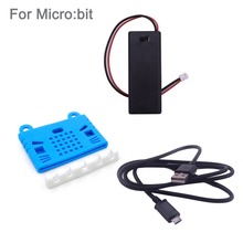 Для micro: bit microbit силиконовый чехол защитный чехол + Чехол-держатель для батареи 3 в PH2.0 для 2 шт. батарейки AAA + кабель Micro USB 1 м 2024 - купить недорого