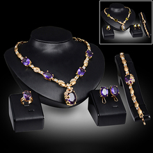 Elegant Oval Zirconia Pendant Necklace Ring Earrings Bracelet Set for Party Wedding  9AD6 2024 - buy cheap