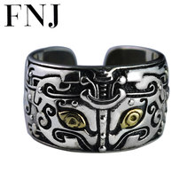 FNJ 925 Silver Taotie Ring Animal Original S925 Sterling Thai Silver Rings for Men Jewelry Adjustable Size USA 7.5-11.5 2024 - buy cheap