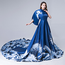 2019 New Party Cheongsam Oriental Women Maxi Dress Traditional Chinese Style Elegant Long Qipao Luxury Trailing Robe Vestido 2024 - buy cheap