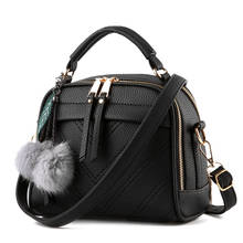 Leather small cute chic female shoulder bag double zipper large capacity ladies handbag wild lady Messenger bag 2024 - buy cheap