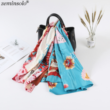 130*130cm Luxury Brand Silk Scarf Women Heart Print Square Scarves Bandana Shawls Large Foulard Femme Twill Silk Scarf Wrap 2024 - buy cheap