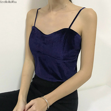 AreMoMuWha Gold Velvet Sling Bottoming Shirt Women's Vest Small Tube Top Sexy Short Section Fashion Thin Shoulder Strap Sling201 2024 - buy cheap
