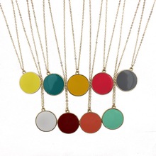 ZWPON New  Monogram Enamel Blank Disk Disc Necklace Gold Fashion Women Medal Necklace Jewelry Wholesale 2024 - buy cheap