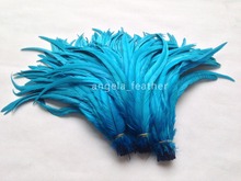 Free shipping 100pcs/lot Turquoise Loose Rooster Tail Feathers 14-16inches/35-40cm Chicken tail feather For Dress/Hats Trims 2024 - buy cheap