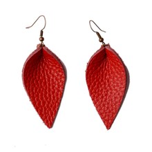 Rainbery Cutout Genuine Leather Leaf Earrings Women Bohemian Plain Statement Leather Earrings Femme Party Jewelry Wholesale 2024 - buy cheap