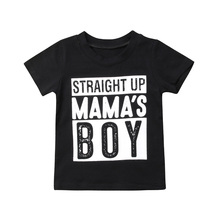 Kawgeett camiseta de verão para recém-nascidos, bebês, meninos, letras, lisa, mamãe, preta, roupa casual ss 2024 - compre barato