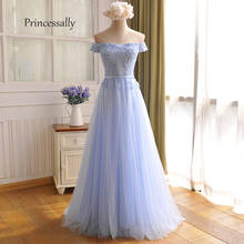 Blue Bridesmaid Dress Floor Length Appliques Off The Shoulder Elegant Bride Banquet Gown Cheap Prom Party Gown Robe De Soriee 2024 - buy cheap