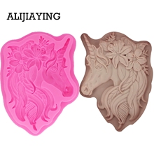 M1326 Unicorn shape silicone mold Flower Cake Decorating tool Cupcake  Gumpaste fondant Resin Clay Cookie Tools 2024 - buy cheap