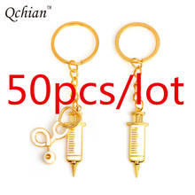 50pcs/lot Doctor Who Key Chains Syringe Stethoscope Keychain for Doctors Nurse Jewelry Graduation Metal Medical Supplies Keyring 2024 - buy cheap