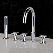 Polished Chrome Bathroom Tub Faucet 5 pcs Sink Mixer Tap W/ Hand Shower Sprayer 2024 - buy cheap