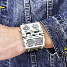 Oulm спортивные кварцевые часы, Лучшие Роскошные Брендовые мужские наручные часы с тремя часовыми поясами, повседневные кожаные часы, мужские часы 2024 - купить недорого
