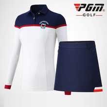 Женский комплект одежды PGM для гольфа, дышащая спортивная одежда с длинными рукавами и юбка для гольфа и тенниса, D0500 2024 - купить недорого