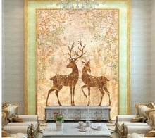 Настенные 3D-обои с изображением оленя, мраморные Настенные обои с изображением леса, ресторана, столовой, гостиной, телевизора, дивана, спальни, обои 2024 - купить недорого
