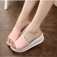 2019 Summer Woman Shoes Platform Bath Slippers Wedge Beach Flip Flops High Heel Slippers For Women  Platform Shoes With Crystal 2024 - buy cheap