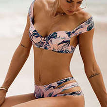 Sexy Bandage Bikini Women Print Swimwear Push Up Swimsuit Padded Bikinis Brazilian Biquini Strips Bathing Suit Strap Beachwear 2024 - buy cheap