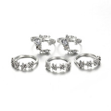 Conjunto de anillos para mujer, Set de 5 unids/set de anillos pequeños de luna de cristal para nudillos, joyería femenina para fiesta, regalos de joyería para boda 2024 - compra barato