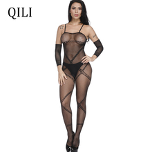 QILI Sexy Women Jumpsuits Mesh See Through Sleeveless Skinny Long Pants Jumpsuit Womens Nightclub Sexy Jumpsuits One Size 2024 - buy cheap