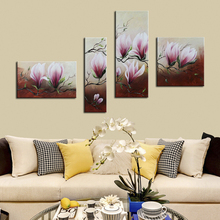 Exquisite Magnolia Oil Painting Group Hand Painted Abstract Oil Painting Pink Flower Canvas Painting for Home Decor Unframed 2024 - buy cheap