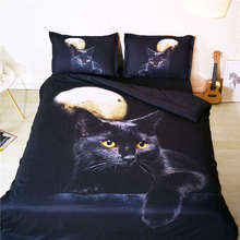 space cat 3D bedding queen black animal  comforter/duvet cover twin size bed set for kids cute home decoration accessories 3pc 2024 - buy cheap