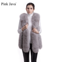 PINK JAVA QC1811 women winter fluffy real fox fur vest fashion fur coat natural fox fur jacket fashion fur gilet 2024 - buy cheap