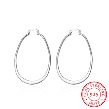 Lekani  New High Quality 925 Sterling Silver Smooth Flat U Round Circle Hoop Earrings For Women Fine Jewelry 2024 - buy cheap