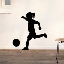 Adesivo de parede decorativo para jogador de futebol, decalque esportivo de parede para meninas e crianças 2024 - compre barato