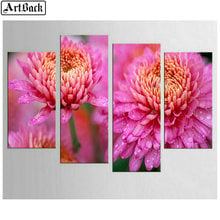 Conjunto de 4 peças de flores para pintura em diamante, quadro bordado de diamante quadrado completo, broca redonda 3d, adesivos para parede e mosaico 2024 - compre barato