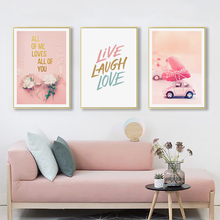 Nordic Decoration Pink Flower Canvas Painting Love Quotes Wall Art Posters and prints Wall Pictures for Living Room Home Decor 2024 - buy cheap