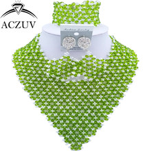 Chouv conjunto de joias de casamento africano verde azeitona, conjunto de joias de noiva e colar nigeriano com pulseira aj009 2024 - compre barato