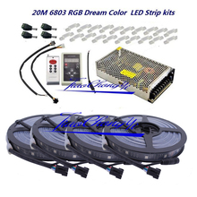 Tira de LED RGB Dream Color 5050, PCB negra, control remoto IC 6803 RF y adaptador de corriente, novedad, 6803 2024 - compra barato
