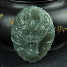 KYSZDL-Colgante con diseño del zodiaco para hombre y mujer, collar con colgante de jade verde Natural, con diseño de Hetian tallado a mano, pendiente de dragón 2024 - compra barato