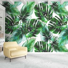 Papel de parede com folhas tropicais em 3d, decalque para sala de estar, quarto, impressão em hd, tamanho personalizado 2024 - compre barato