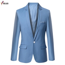 Blazer masculino de marca com cor sólida, jaqueta slim casual tamanho 3xl, outono 2017 2024 - compre barato