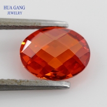 Orange CZ Stone Oval Shape Double Checkerboard Synthetic Gems Cubic Zirconia For Jewelry Size 3x5~10x14mm Free Shipping 2024 - buy cheap