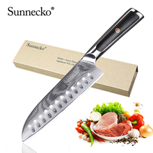 Sunnecko, faca santoku premium de 7 polegadas, aço de damasco, lâmina japonesa vg10, facas de cozinha, cabo g10, faca afiada de chef de carne 2024 - compre barato