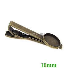 10mm Antique Bronze Plated Blank Bases Round Circle Bezel Cabochon Settings Men's Tie Clips Clasps Jewelry Findings Wholesale 2024 - buy cheap