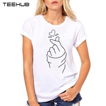Женская футболка с принтом «сердце» TEEHUB, Повседневная футболка с короткими рукавами, новинка 2019 2024 - купить недорого