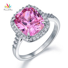 Pavão estrela sólida 925 prata esterlina luxo anel 6 ct almofada fantasia rosa criado diamante cfr8150 2024 - compre barato