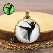 Glow In The Dark Ballerina Pendant Necklace Ballet Dance Jewelry Glowing Necklaces Pendant Gymnastics Lovers Gifts 2024 - buy cheap