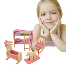 Dollhouse Furniture Wooden Dolls Bunk Bed Set Toys Dollhouse Miniature Furniture For Kids Simulation Furniture Miniature Toys 2024 - buy cheap