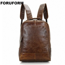 New Men Genuine Leather Backpacks Vintage Style Travel Bags Men 14 Inch Laptop School Bags Backpacks Casual Backpack LI-1370 2024 - buy cheap