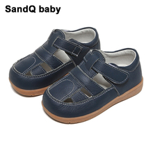 2021 New Summer Kids Shoes Closed Toe Boys Toddler Sandals Orthopedic Sport Genuine Leather Baby Sandals Navy blue White 2024 - buy cheap