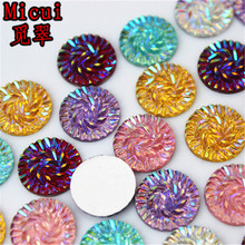 Micui  50pcs 14mm Round Shape Crystal AB Resin Rhinestone Flat Back Strass Non Hotfix Crystal Stones DIY Scrapbook Beads MC268 2024 - buy cheap