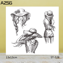 AZSG Pretty Hatted Girl Clear Stamps/Seals For DIY Scrapbooking/Card Making/Album Decorative Silicone Stamp Crafts 2024 - buy cheap