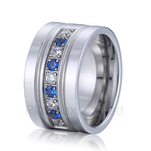 Anel-Anillo de joyería para hombre y mujer, pulsera de boda de piedra azul y blanca, en oferta 2024 - compra barato