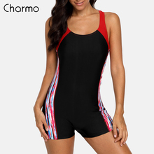 Charmo  One Piece Women Sports Swimsuit Athletic Racerback Swimwear Pad Bikini Boy leg Beach Wear Bathing Suits printed Monokini 2024 - buy cheap