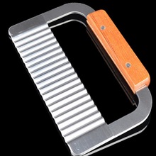 Stainless steel wooden handle knife potato fries wave tool ripple slice knife shredder knife 2024 - buy cheap