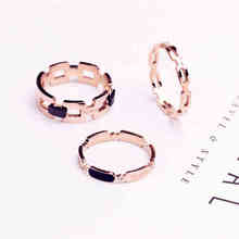 Yun ruo anel vazado com cor ouro rosa, joia de aço de titânio na moda com anel vazado preto, joia para presente de casamento e aniversário para mulheres, cores rosa e dourado 2024 - compre barato