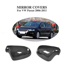 Tipo preto da substituição da fibra do carbono tampas do espelho retrovisor para volkswagen vw passat r36 2006-2011 sem furo lateral da assistência da pista 2024 - compre barato